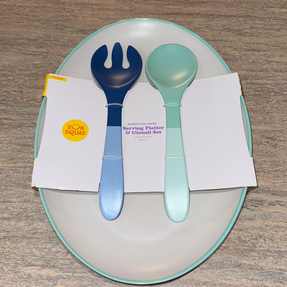 Colorful Serving Set with Plate and Utensils